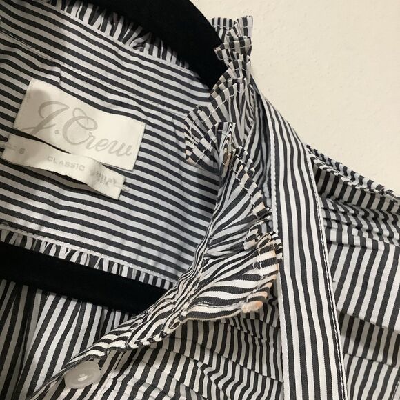 J.Crew Maximalist Striped Ruffle Cotton Twee Work Preppy Button Down Bow Shirt 6 - Picture 8 of 12
